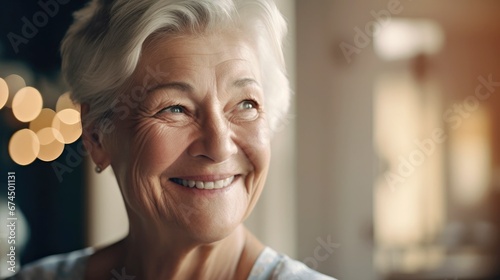 An older woman smiling at the camera