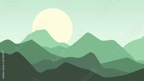 Mountain landscape vector illustration. Silhouette of simple mountain range with clear sky. Mountain landscape for background, wallpaper or landing page photo