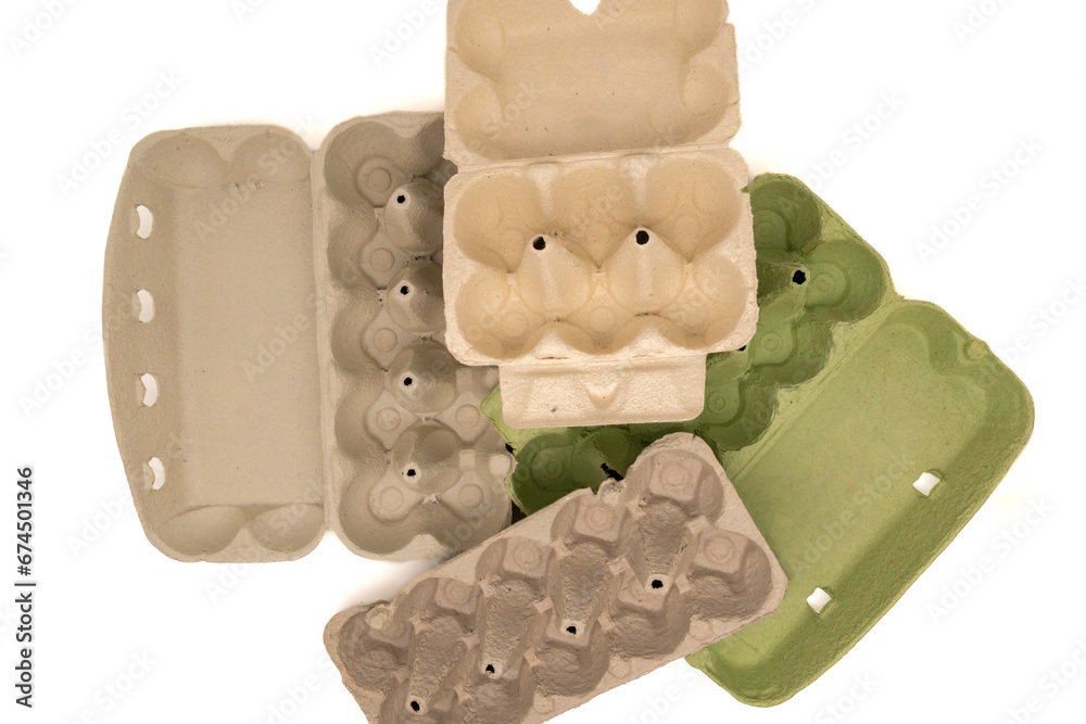 Empty various recycled cardboard boxes. Stack of different open empty