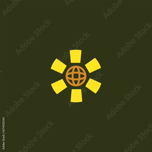 Sunflower and Globe Abstract Logo Icon
