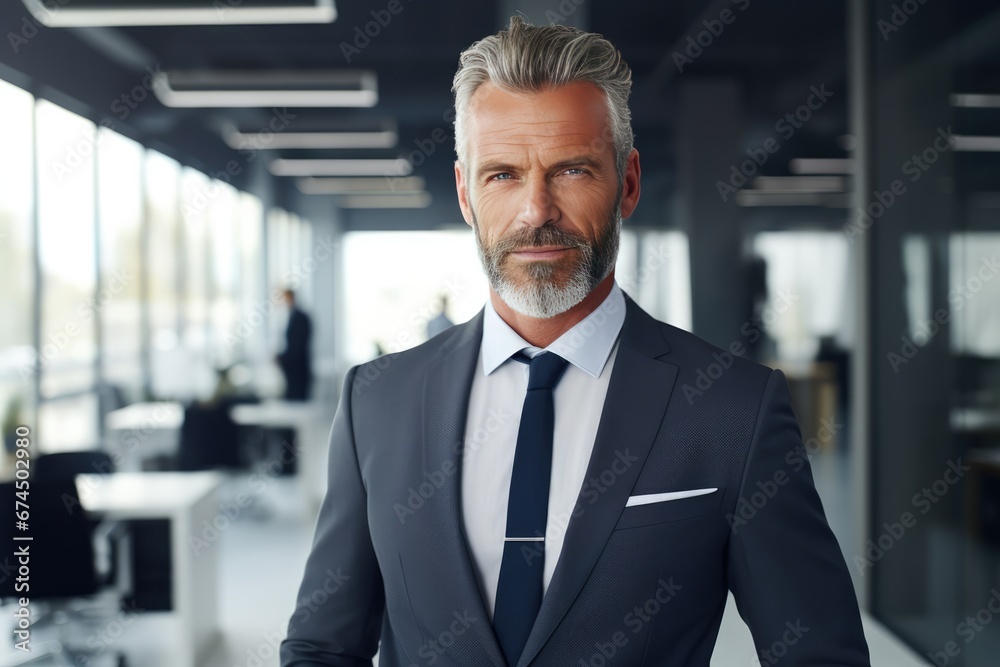 Middleaged Business Ceo Standing Confidently In Office Middleaged Business Ceo Standing Confidently In Office