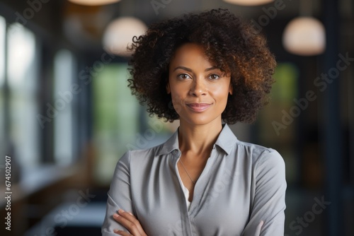 Middleaged Afro Woman Ceo In Office, Created With Ai