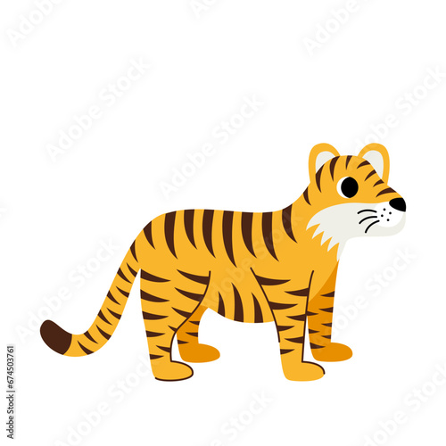 Fototapeta Naklejka Na Ścianę i Meble -  Vector illustration of cute tiger isolated on white background.