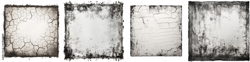 Grunge stencil frame dirt texture border  Hyperrealistic Highly Detailed Isolated On Transparent Background Png File