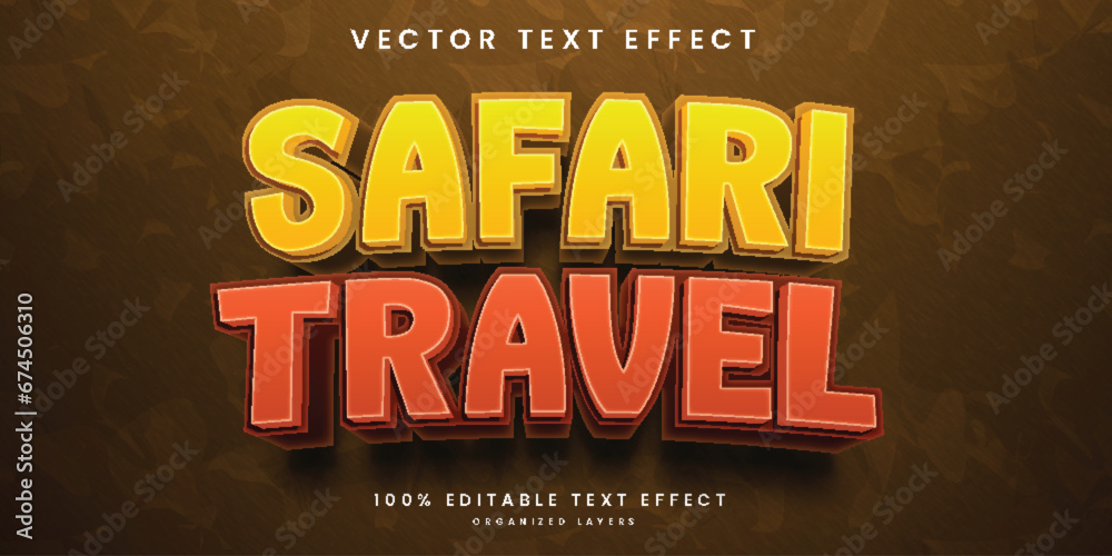 Safari travel 3d text effect 