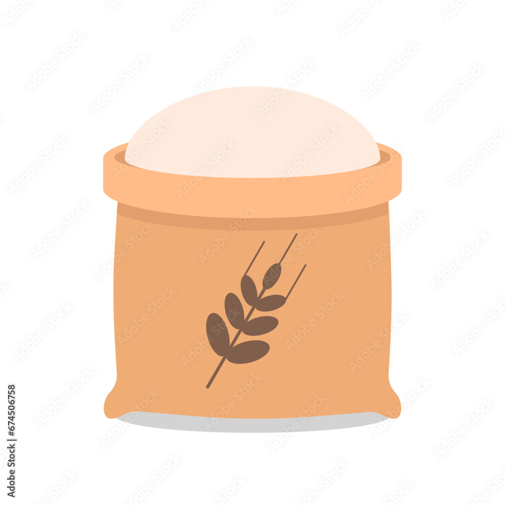 Flour bag on a white isolated background, vector illustration of a bag with a wheat icon in the middle, simple drawing of a flour bag, milled wheat from a farm, cartoon style, 10 eps
Flour bag on a white isolated background, vector illustration of a bag with a wheat icon in the middle, simple drawing of a flour bag, milled wheat from a farm, cartoon style, 10 eps