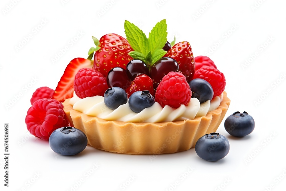 Generative AI : Sweet tartlet with berries isolated on transparent or white background Generative AI : Sweet tartlet with berries isolated on transparent or white background