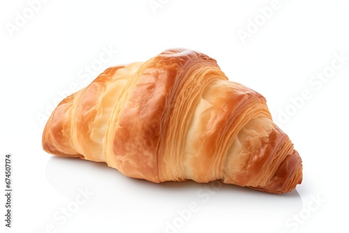 Generative AI : Croissant isolated on white background. Clipping path included.