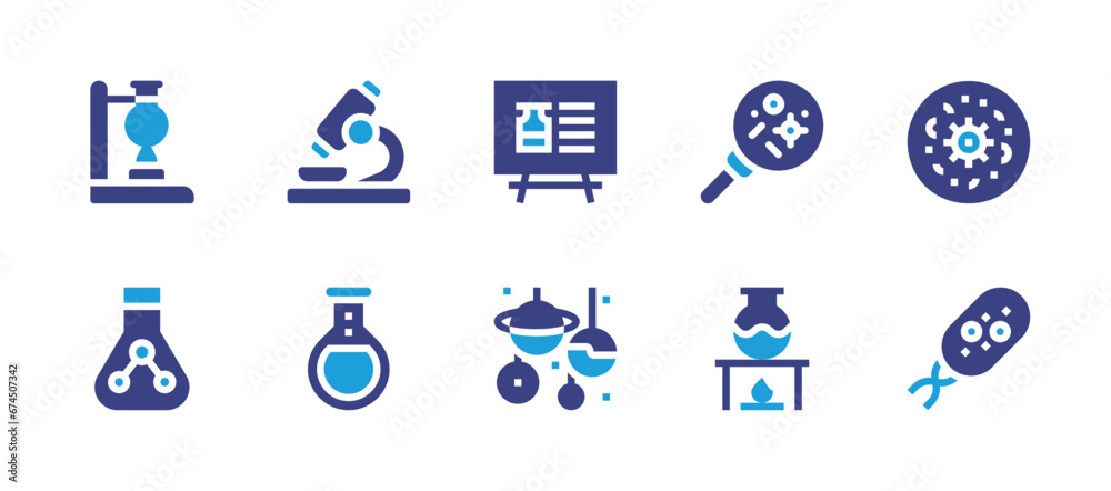 Science icon set. Duotone color. Vector illustration. Containing ...