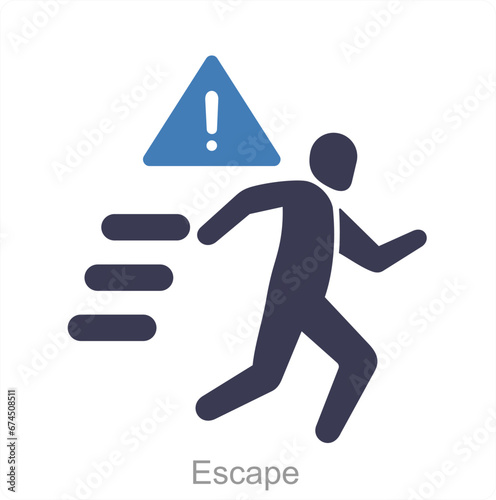 Escape and survive icon concept