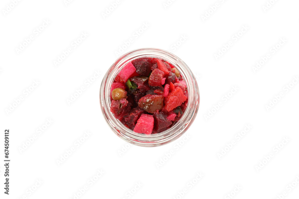 PNG, Salad vinaigrette in glass jar, isolated on white background, top view PNG, Salad vinaigrette in glass jar, isolated on white background, top view