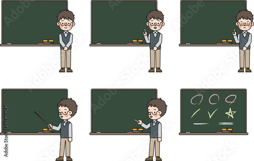 a male teacher giving a lecture on the blackboard