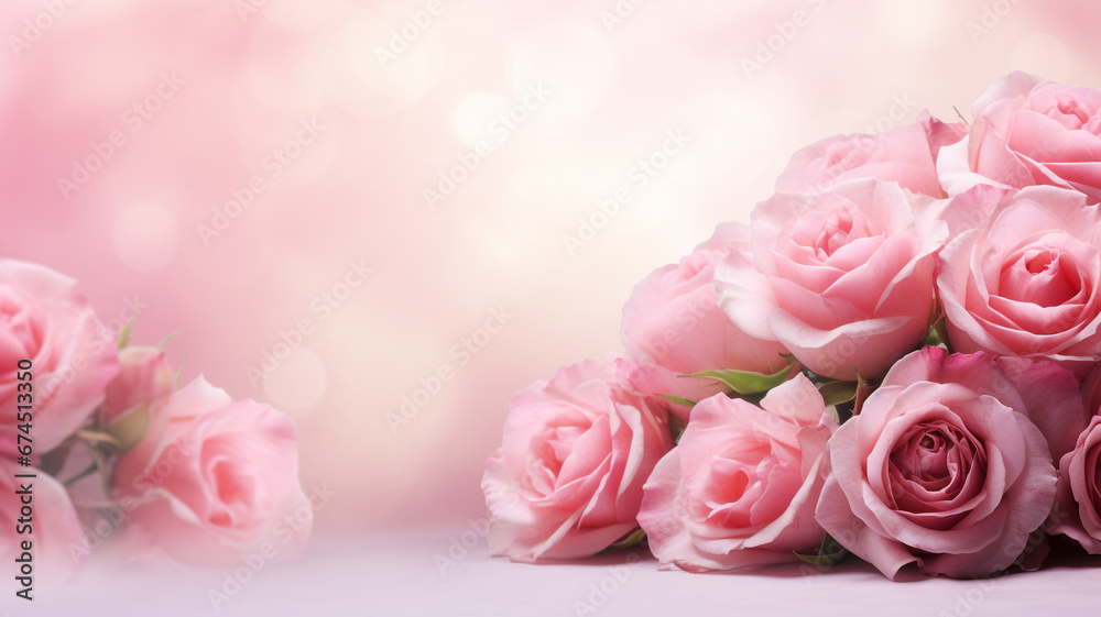 Beautiful pink roses flower on soft background