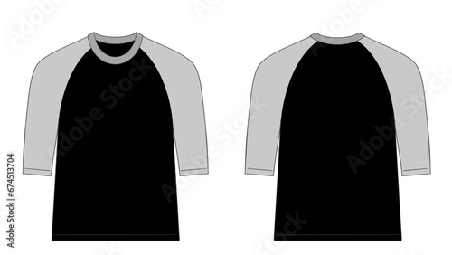Vector apparel mockup 3/4 three quarter raglan t-shirt