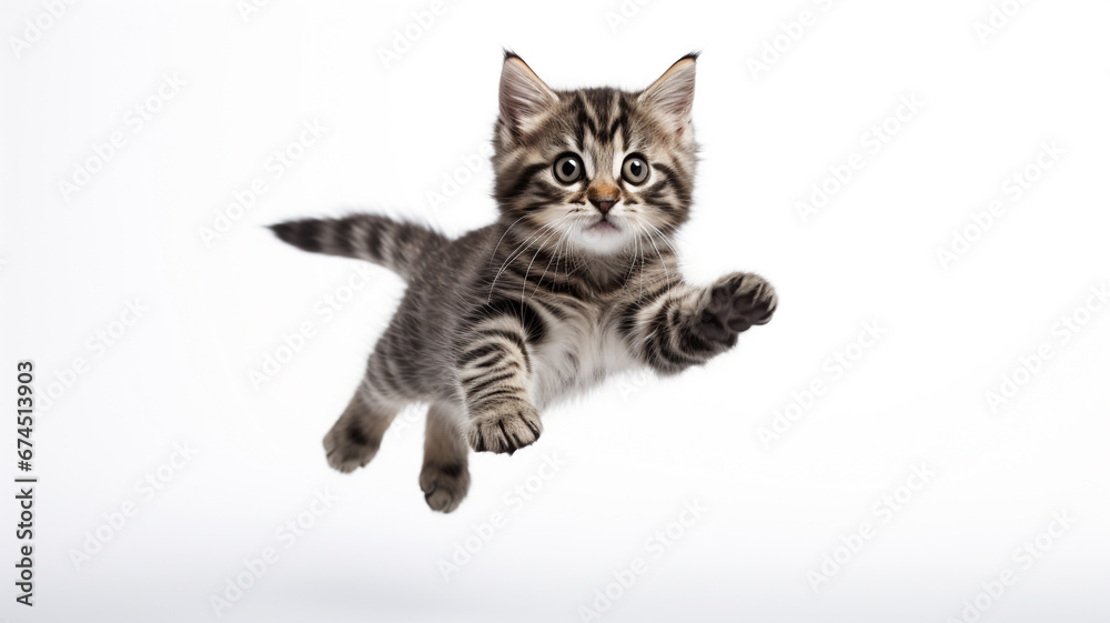 Obraz premium cat jumping isolated on white background