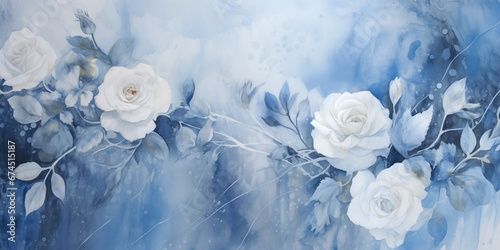 Abstract artistic background merges the rich textures of gorgeous white flowers and leaves in pastel style. Enchanting view, harmony of art on canvas. Wallpaper, illustration, card.
