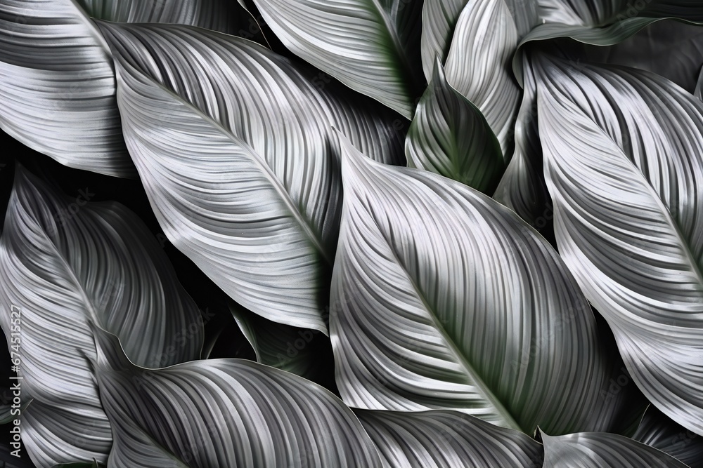 Textures of abstract silver leaves for tropical leaf background. Flat lay, dark nature concept, tropical leaf Textures of abstract silver leaves for tropical leaf background. Flat lay, dark nature concept, tropical leaf