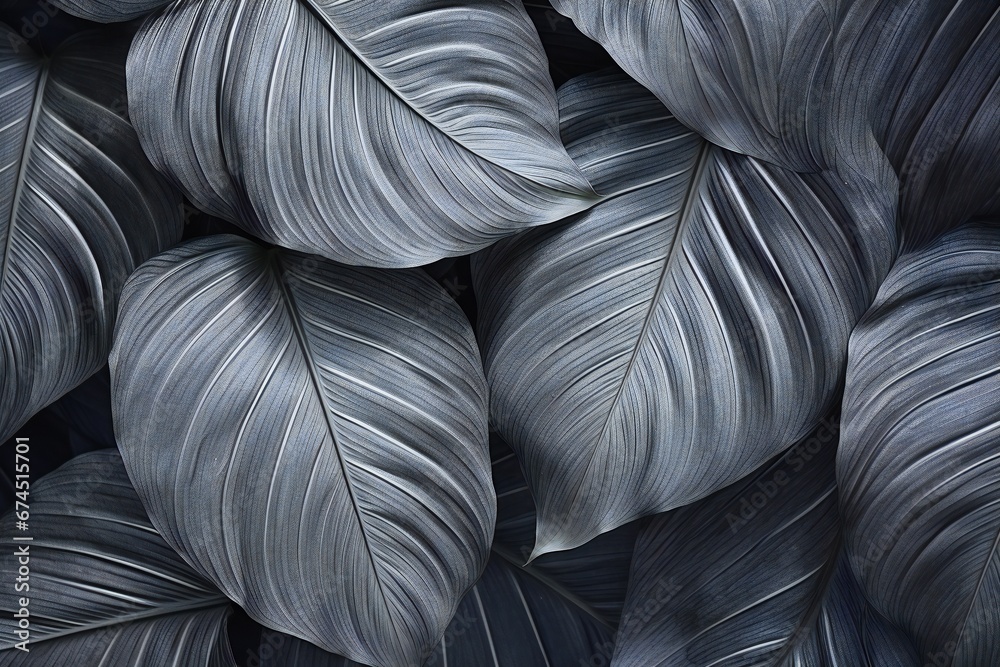 Textures of abstract silver leaves for tropical leaf background. Flat lay, dark nature concept, tropical leaf Textures of abstract silver leaves for tropical leaf background. Flat lay, dark nature concept, tropical leaf