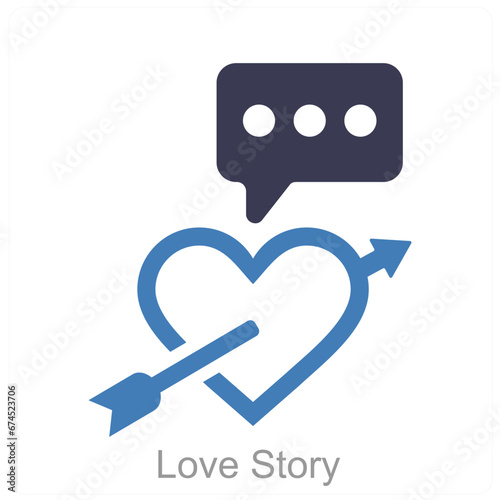 Love Story and heart icon concept 
