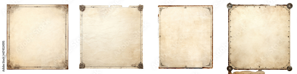 Old mediaeval paper sheet  Hyperrealistic Highly Detailed Isolated On Transparent Background Png File - obrazy, fototapety, plakaty 