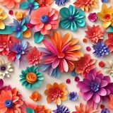 3d colorful floral craft. flowers on a light background, Generative AI