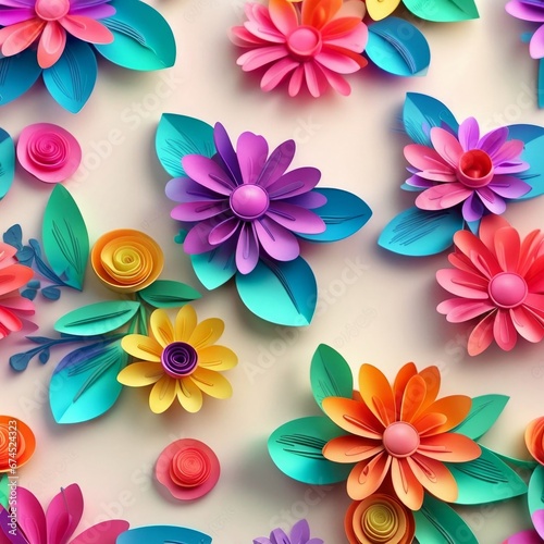 3d colorful floral craft. flowers on a light background, Generative AI