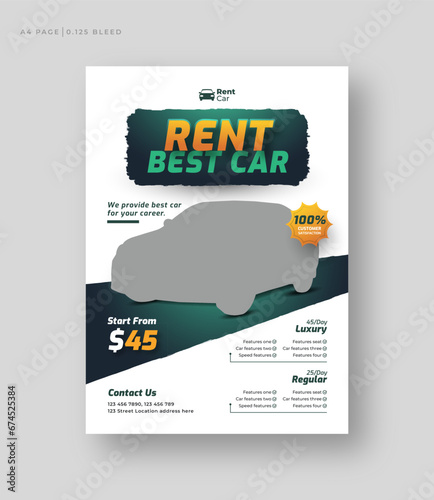 rent a car flyer template, automotive service, car repair service shop, car wash leaflet, poster print template