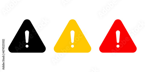 Caution warning signs set. Attention sign with exclamation mark icon