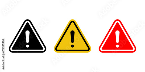 Caution warning signs set. Attention sign with exclamation mark icon