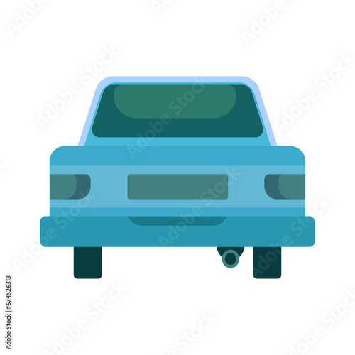 Flat car Back View Vector Artwork
