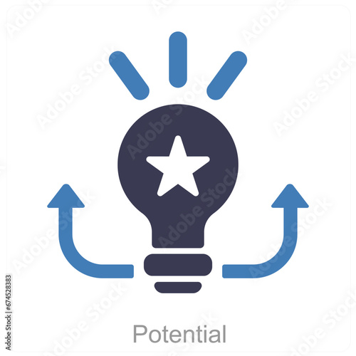 Potential and brain icon concept 