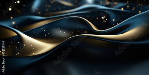 abstract background with Dark blue and gold particle. Christmas Golden light shine particles bokeh on navy blue background. high definition dark background with gold  blue and white dots  in the style