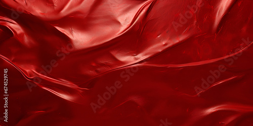 Red fabric background with a white light shining on the surface.Scarlet Textile Texture Background,Red leather wave background,Red Material, photo