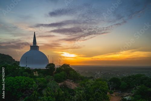 Mihintale on the hilltop in Anuradhapura, Sri Lanka at dusk