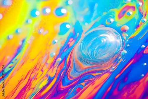 Psychedelic Multicolored Patterns Background. Photo Macro Shot of Soap Bubbles.