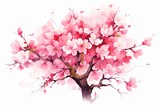 Spring Symphony: Cherry Blossom Tree Branch in Breathtaking Watercolor Illustration