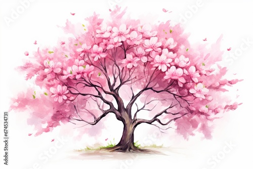 Spring Symphony: Cherry Blossom Tree Branch in Breathtaking Watercolor Illustration © Cyprien Fonseca