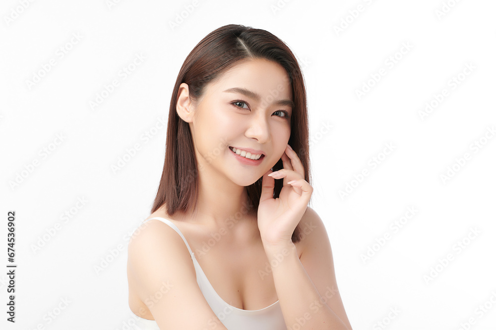 Beautiful young asian woman with clean fresh skin on white background, Face care, Facial treatment, Cosmetology, beauty and spa, Asian women portrait. Beautiful young asian woman with clean fresh skin on white background, Face care, Facial treatment, Cosmetology, beauty and spa, Asian women portrait.