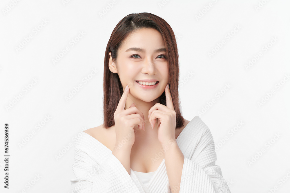 Beautiful young asian woman with clean fresh skin on white background, Face care, Facial treatment, Cosmetology, beauty and spa, Asian women portrait. Beautiful young asian woman with clean fresh skin on white background, Face care, Facial treatment, Cosmetology, beauty and spa, Asian women portrait.