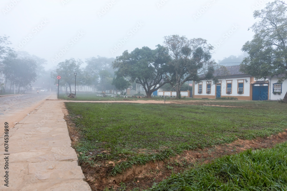 Historic Center with mist in the city of Tiradentes Minas Gerais Brazil