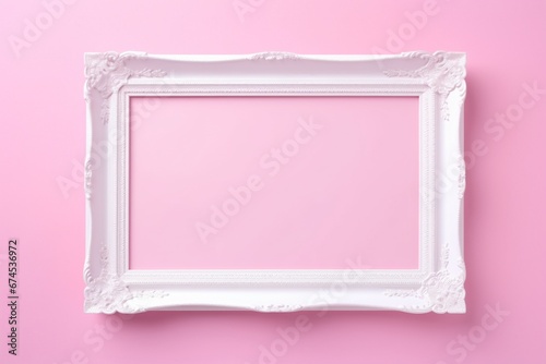 Golden Elegance: Graphic Mock-up Featuring White and Gold Frame on a Pink Background for Art Display