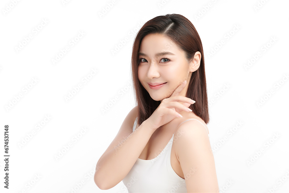 Beautiful young asian woman with clean fresh skin on white background, Face care, Facial treatment, Cosmetology, beauty and spa, Asian women portrait. Beautiful young asian woman with clean fresh skin on white background, Face care, Facial treatment, Cosmetology, beauty and spa, Asian women portrait.