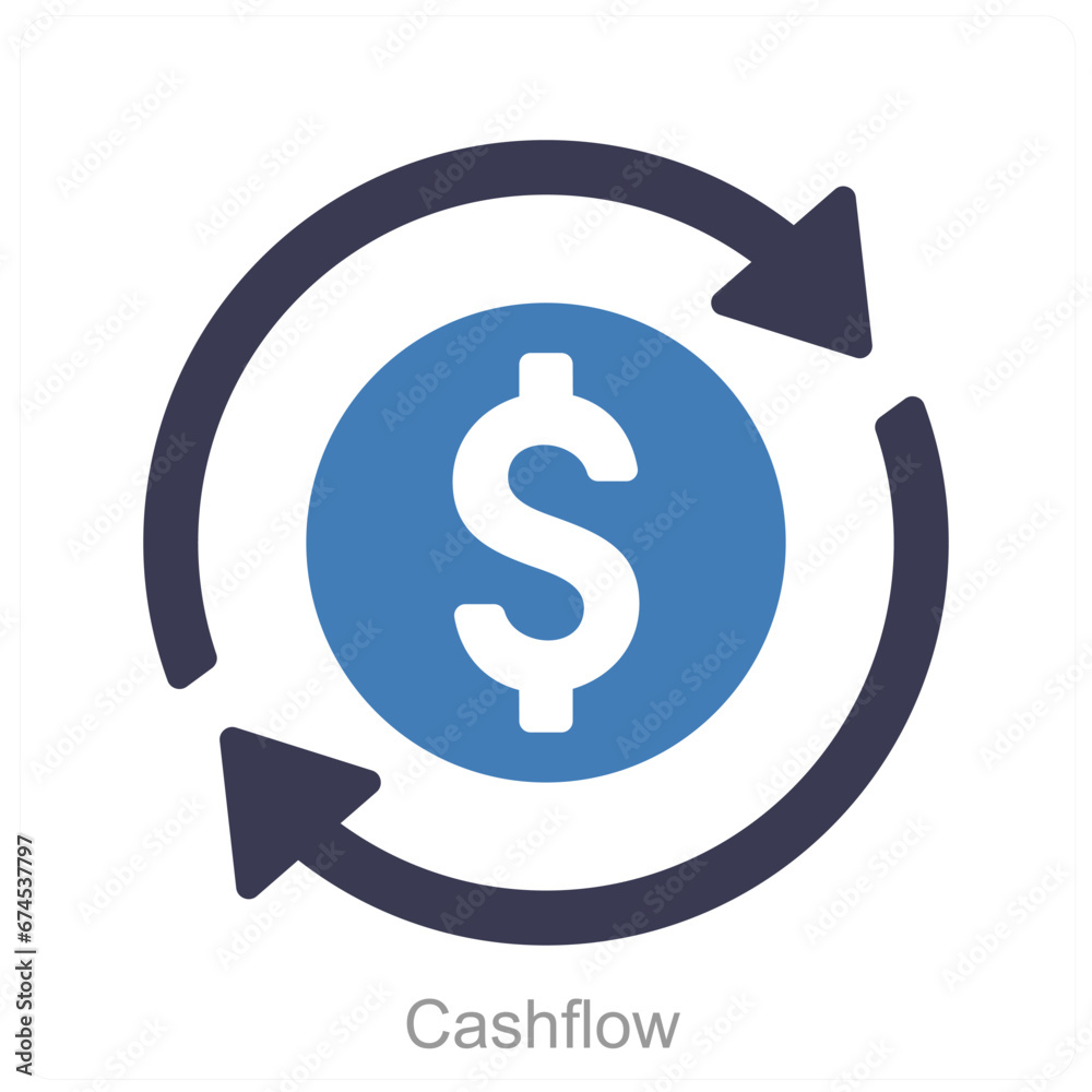 Cashflow and cash icon concept Cashflow and cash icon concept