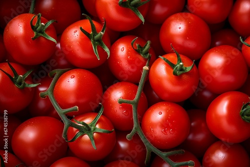 Abundance of Fresh Ripe Red Cherry Tomatoes