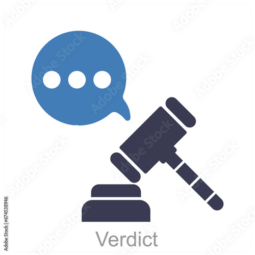 Verdict and court icon concept