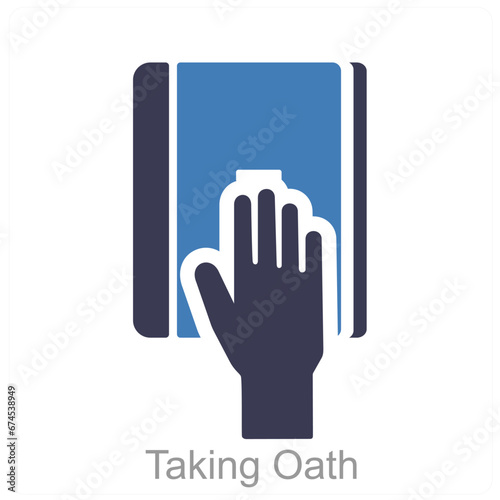 Taking Oath and hand icon concept