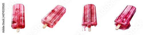 Pink popsicle Hyperrealistic Highly Detailed Isolated On Transparent Background Png File