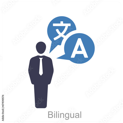 Bilingual and language icon concept