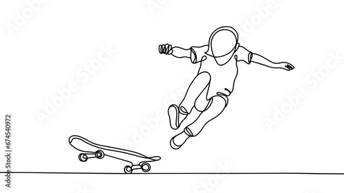 Skater. Boy. Trick. One line