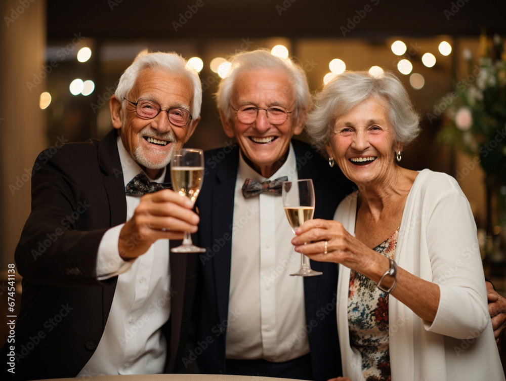 Radiant Trio Celebrates with a Toast in an Intimate Setting, Capturing the Essence of Joy and Connection Radiant Trio Celebrates with a Toast in an Intimate Setting, Capturing the Essence of Joy and Connection